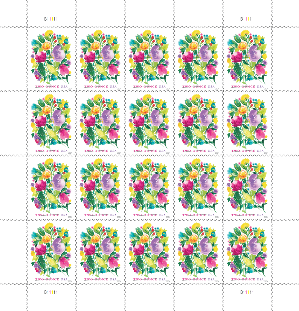 Wedding Blooms Stamps - 100 Pcs