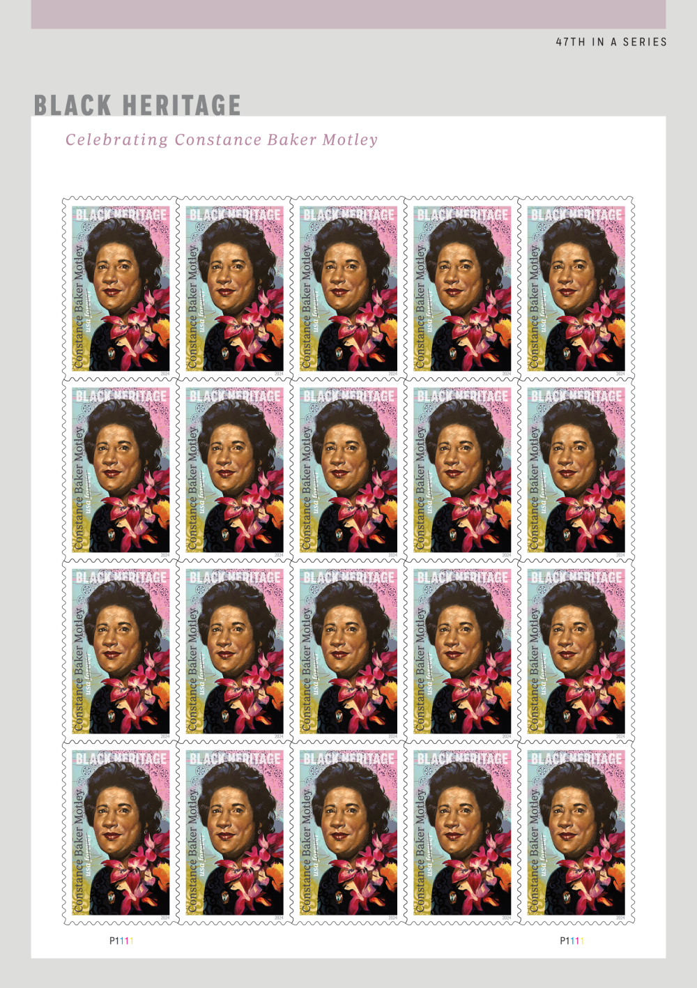 Constance Baker Motley Stamps - 100 Pcs