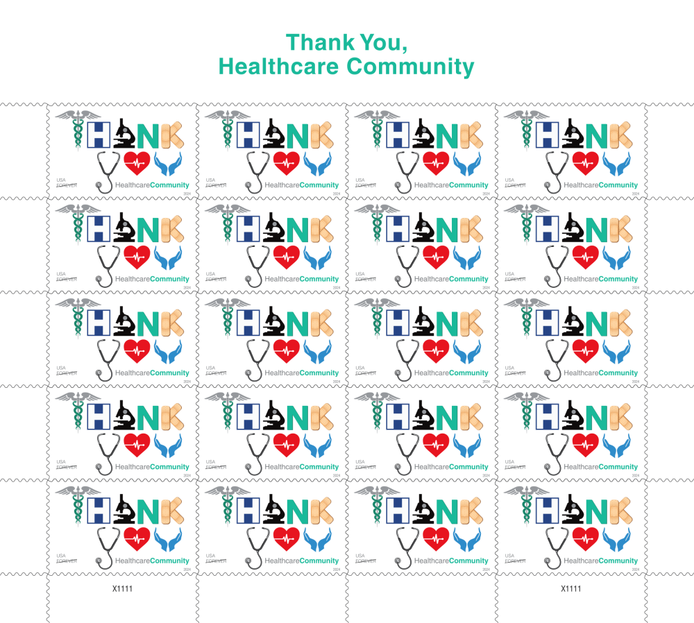Thank You Healthcare Community Stamps - 100 Pcs