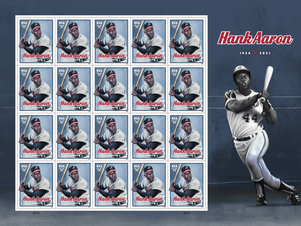 Hank Aaron Stamps - 100 Pcs
