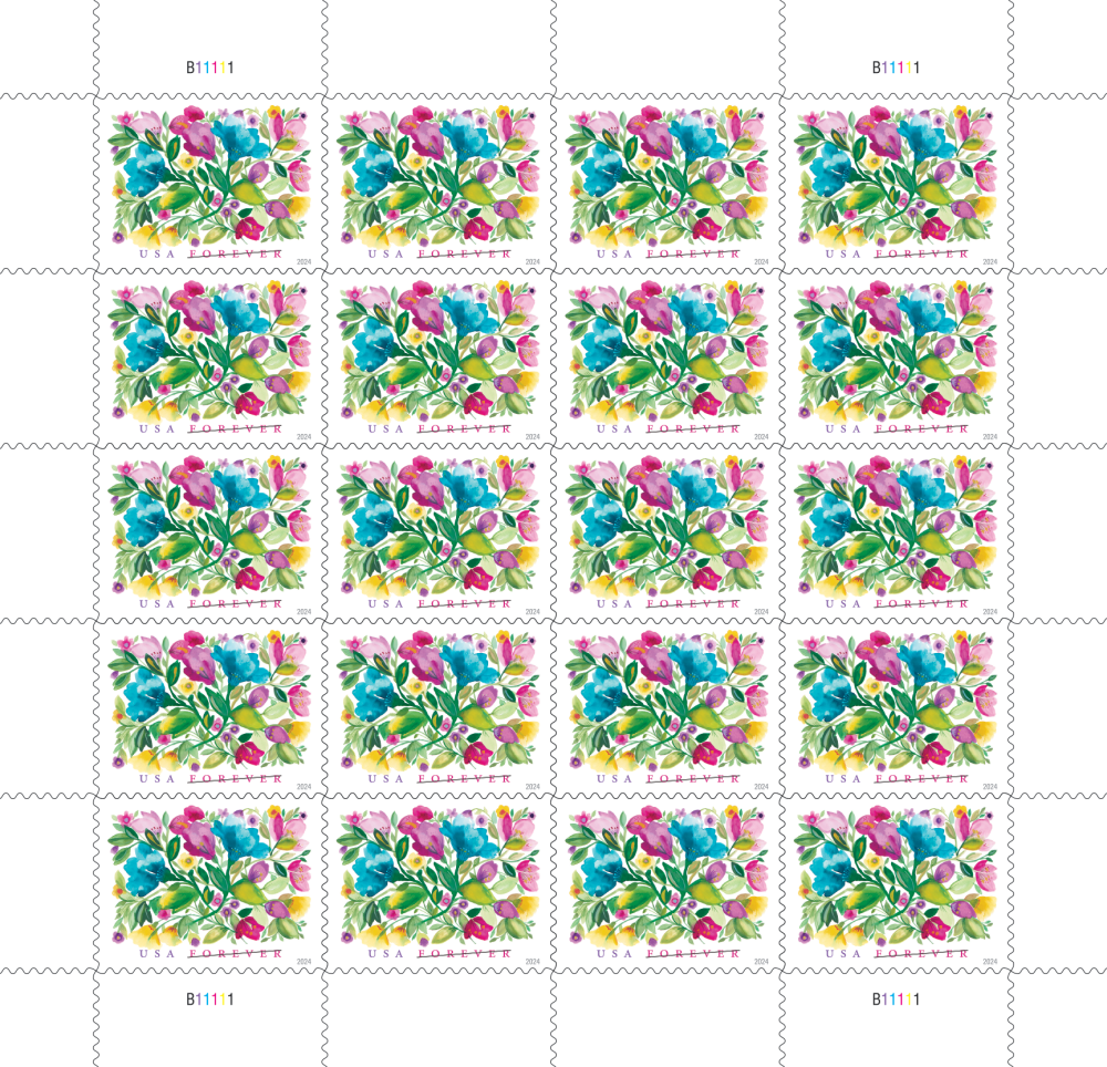 Celebration Blooms Stamps - 100 Pcs