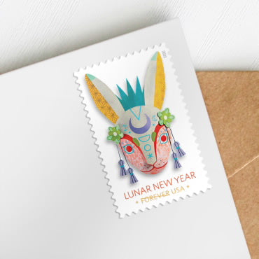 Lunar New Year Rabbit Stamps - 100 Pcs