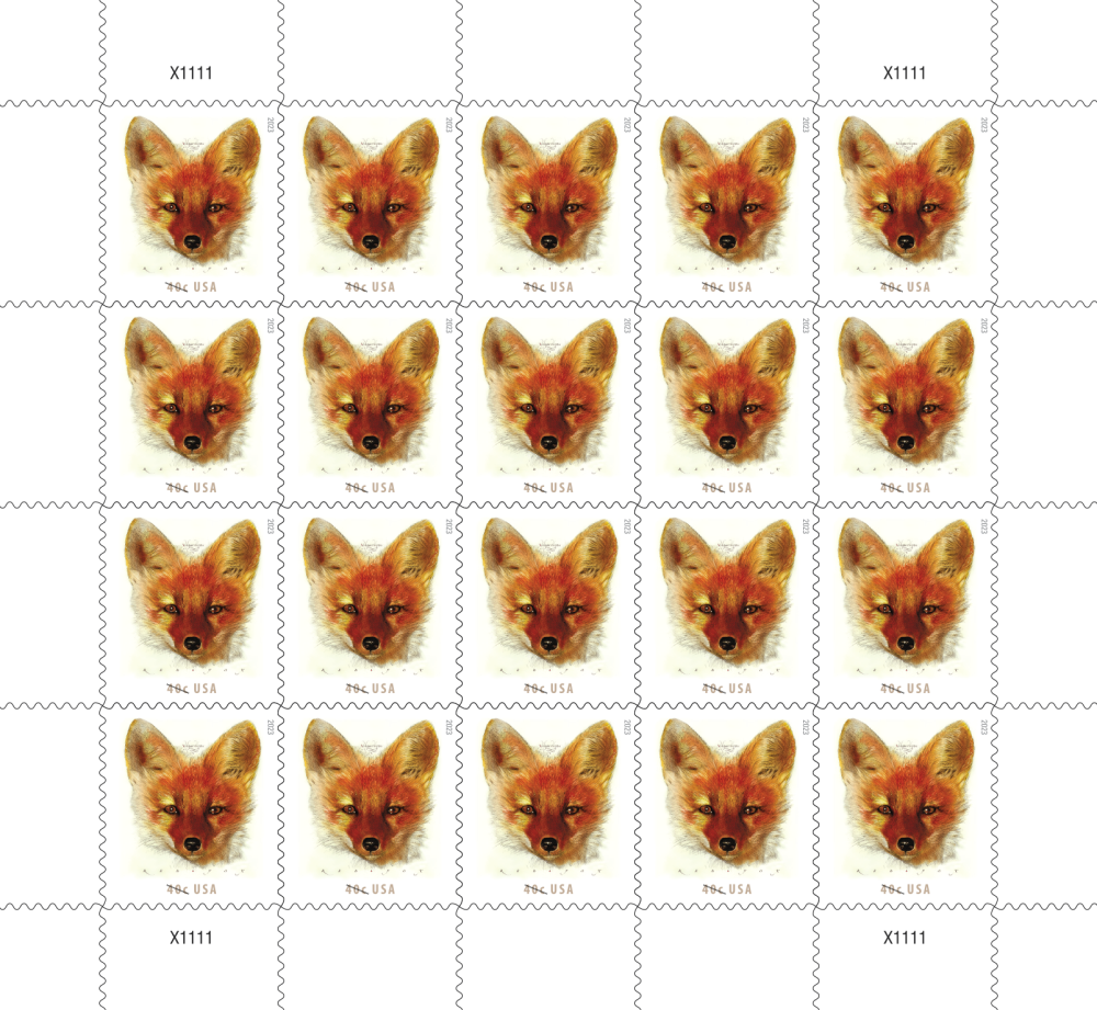 Red Fox Stamps - 100 Pcs