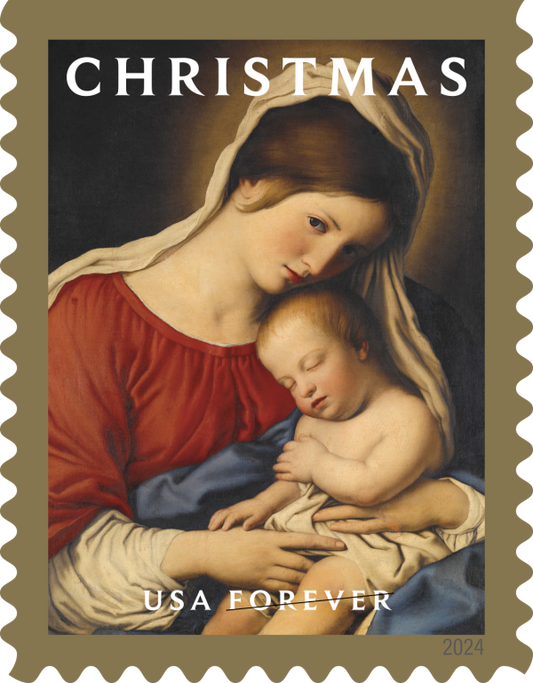 Christmas Madonna and Child Stamps - 100 Pcs