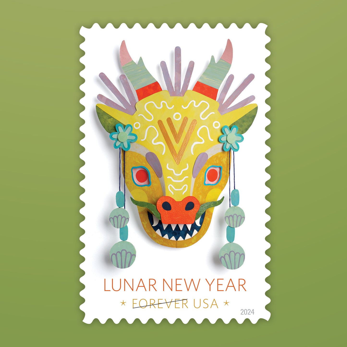 Lunar New Year Dragon Stamps - 100 Pcs