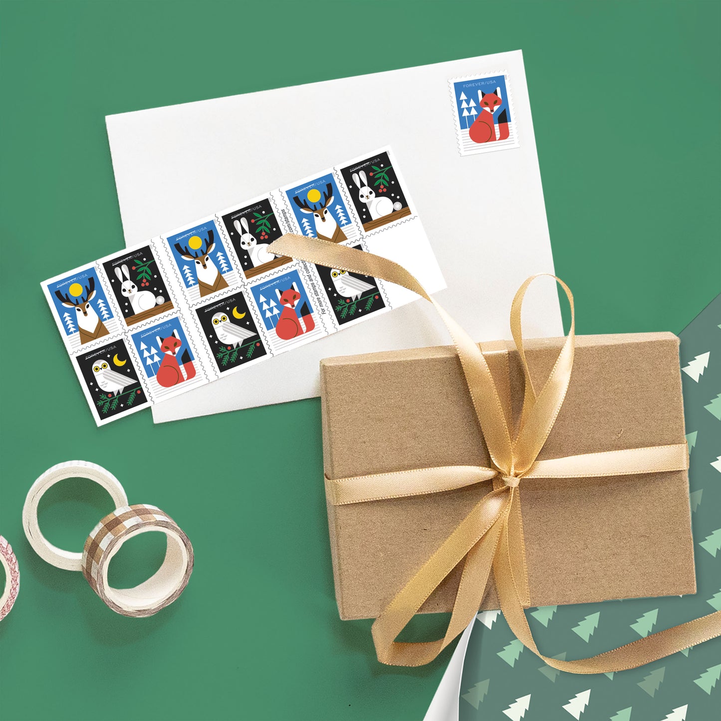 Winter Woodland Animals Stamps - 100 Pcs