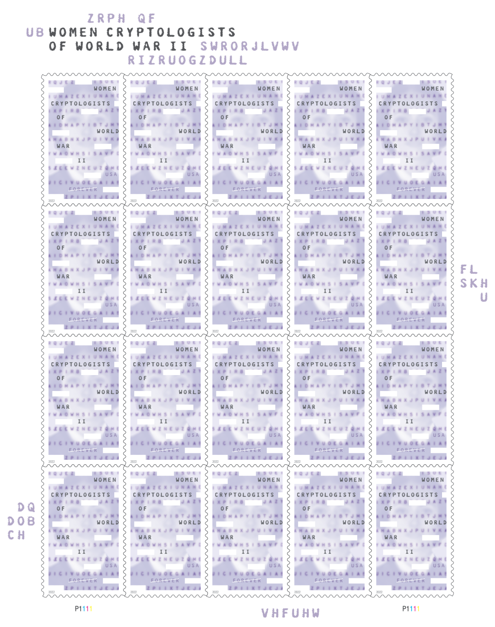 Women cryptologists of WWll Stamps - 100 Pcs