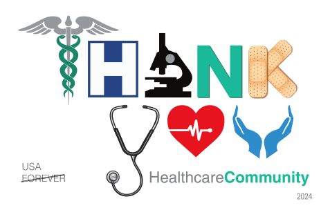 Thank You Healthcare Community Stamps - 100 Pcs