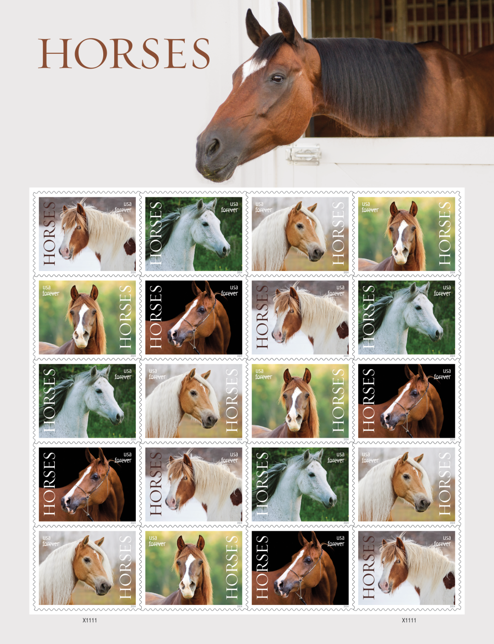 Horses Stamps - 100 Pcs