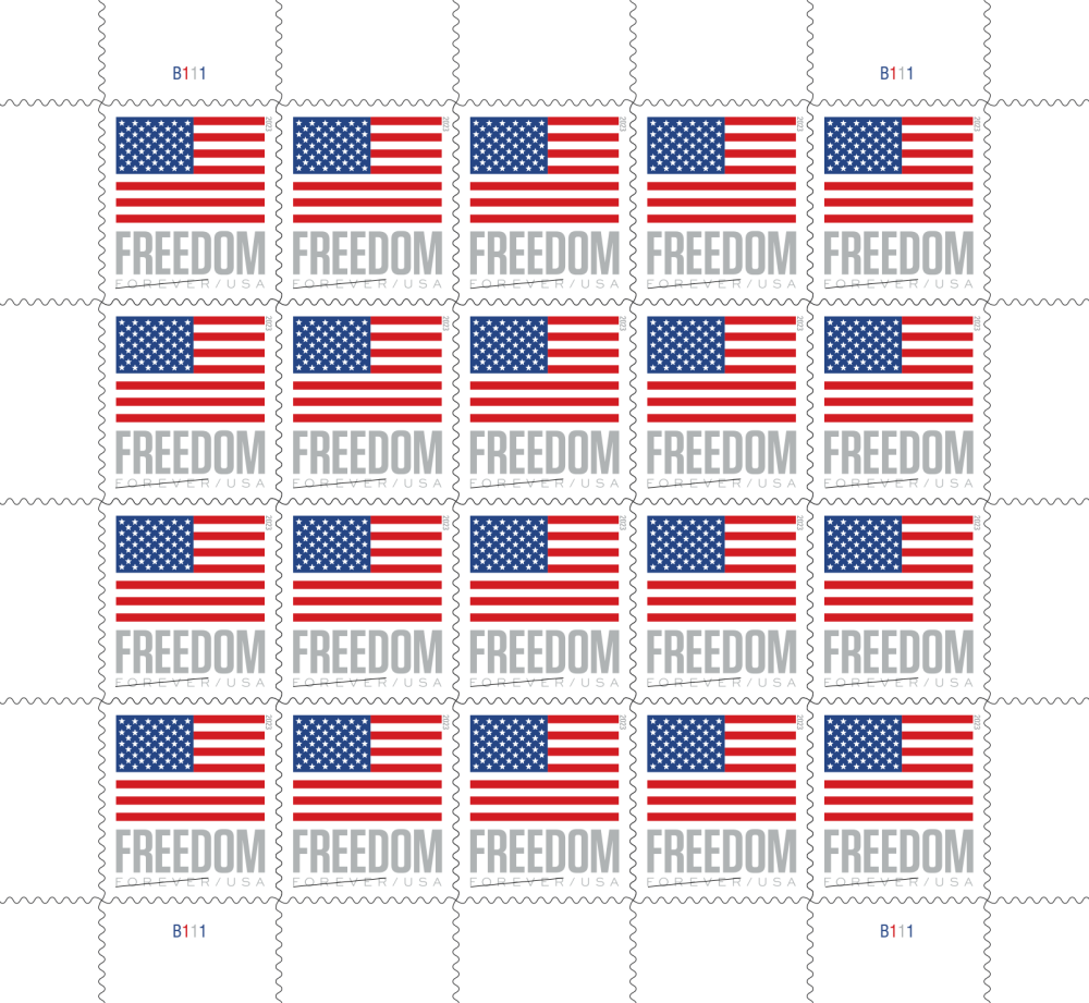 U.S. Flags 2023 Stamps (sheet) - 100 Pcs