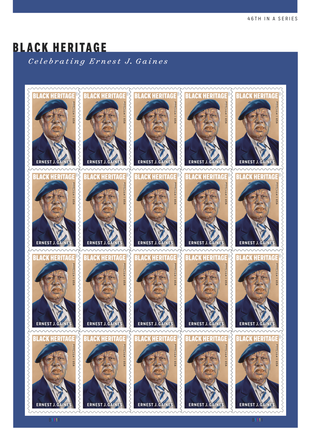 Ernest J. Gaines Stamps - 100 Pcs