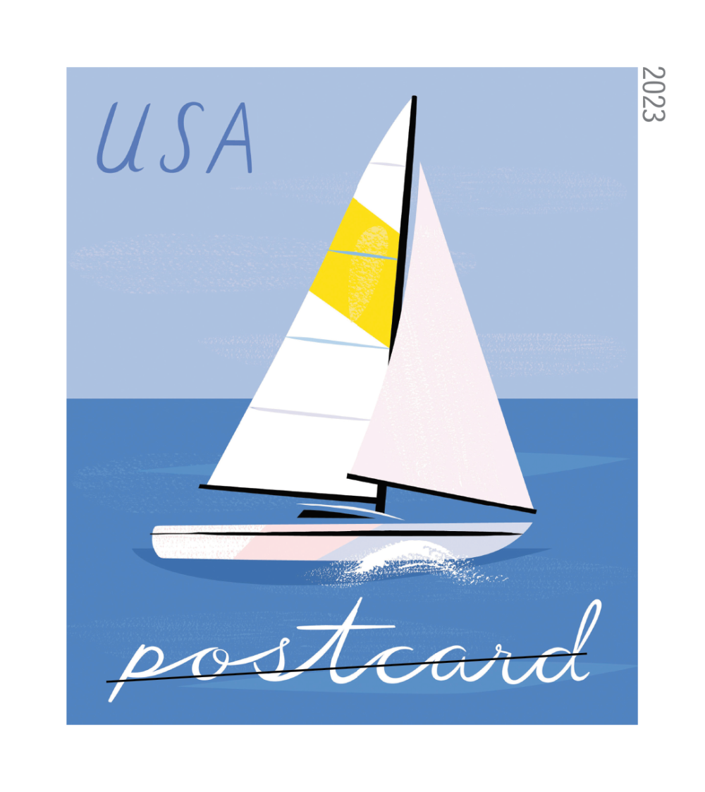 Sailboat Postcard Stamps - 100 Pcs